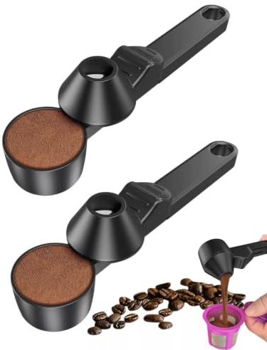 QEDBOJE Dosacaffe per Moka, Cucchiaio Dosatore 2 Pz, Tecnologia a Doppia Apertura per Dosaggio Preciso, Ottimizza il Brezzo dell'Espresso e Risparmia Miscela Premium