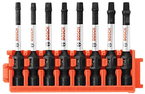 BOSCH CCSSQV208 8-teiliges sortiertes Set, 5,1 cm, schlagfeste Vierkant-Bits mit Clip für Custom Case System