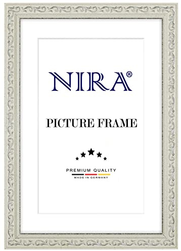 NiRa Cadre photo en bois massif Vintage Rétro 85 x 120 cm en Vieux-Blanc Argenté | Taille sélectionnable | Cadre pour affiches | Puzzle | collage de photos HD090