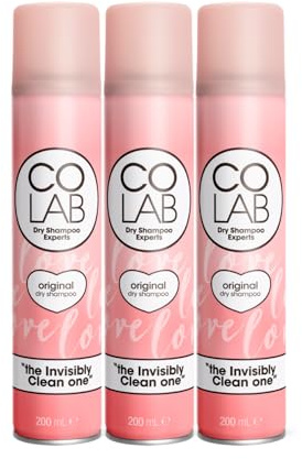 COLAB – Dry Shampoo, Original, 200ml, Pack of 3 - No White Residue, No Fuss, All Hair Types, Fresh Scent