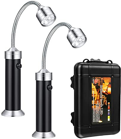 HENGBIRD Luz de Parrilla, 2 Unidades MagnéTico 360 Grado Ajustable Llevó LáMpara de Luz con LED para Exteriores Barbacoa Accesorio Negro