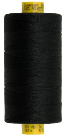 GUTERMANN A&E MARA Nähgarn auf Spule – Glänzend, strapazierfähig – Für Bekleidung, Schuhe, Lederwaren, Polstermöbel – 100% Polyester – 80/800m – Farbe Schwarz 000 – 3x3x7,5cm
