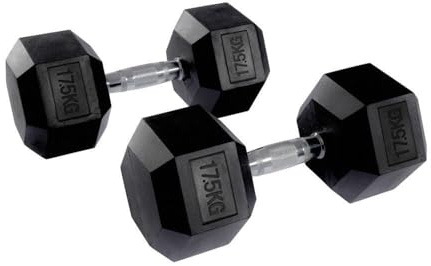 Equipped Gym - Weights Hex Dummbells Pairs. 17.5kg Cast Iron Gym Weights. Gym Equipment For Home And Commercial Use For Both Men And Women.Anti-Rolling Dumbbells for Weight Training