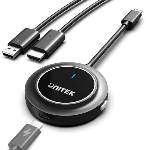 Unitek Trasmettitore e ricevitore wireless USB C Hdmi con PD3.0, trasmissione radio HDMI, FHD Wireless Extender per streaming video audio file, laptop, PC a HDTV, proiettore, ricevitore satellitare HD