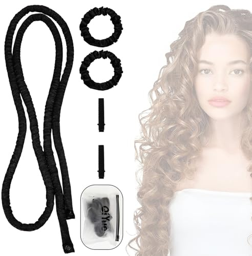 Heatless Curls Band Set Schwarz für Alle Haartypen | Heizloses Kleines Locken Stangen Stirnband, Einfache Anwendung, Natürliche Locken, Kann über Nacht verwendet werden