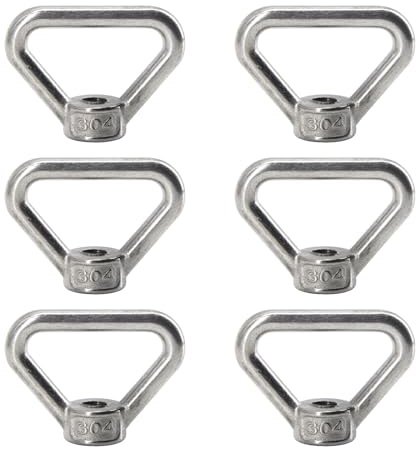 6Pcs M8 304 Stainless Steel Triangle Lifting Eye Nut Triangle Ring Shaped Eyelet Fastener Nuts