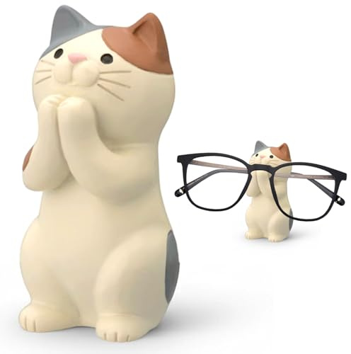 Takingup Katzen-Brillenhalter, niedlicher Katzen-Brillenhalter aus Kunstharz für Nachttisch, lustiges optisches Zubehör für Büro, Zuhause, Halterung, Nachttisch-Dekoration, Ständer