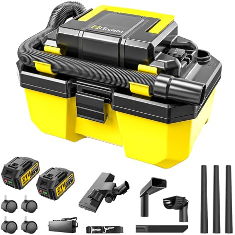 Aspiradora InaláMbrica Para SóLidos Y LíQuidos, Motor Sin Escobillas De 3000 W, 2 BateríAs De 4,0 Ah, Aspiradora De Taller 3 En 1 Con Filtro Hepa, Bandolera, 4 Ruedas Y Portacomplementos, PortáTil Par
