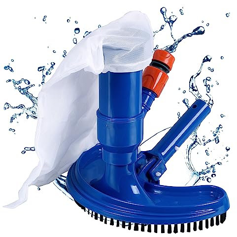 HAFIX® Bodensaugbürste für schnelle Reinigung von Pool, Whirlpool Boden & Wänden. Poolreinigung Bürste für Schwimmbecken, Teich, Brunnen, Pools blau. Vakuumsauger, Bodenreiniger Becken Spa inkl. Netz.