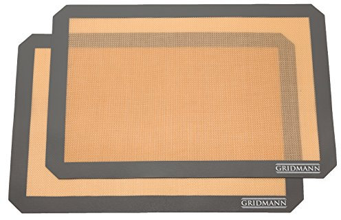 GRIDMANN Tappetino da forno in silicone professionale, set di 2 mezzi fogli antiaderenti (41 x 29 cm) per uso alimentare