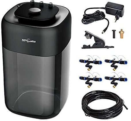 REPTI ZOO 10L Reptile Mister Fogger Terrariums Humidifier Extremly High Pressure Silent Pump Fog Machine Misting Rainforest Sprayer System Tank with 4PCS Nozzles for a Variety of Reptiles/Amphibians