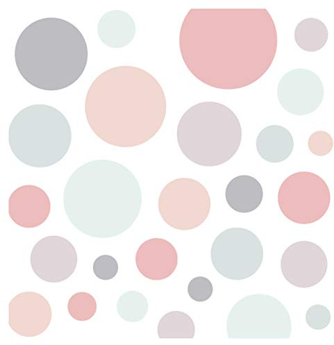 Little Deco Wandsticker 86 Punkte Kinderzimmer Mädchen Kreise | rosa grau Mint | viele Farben Wandtattoo Klebepunkte Wandaufkleber Dots bunt DL390