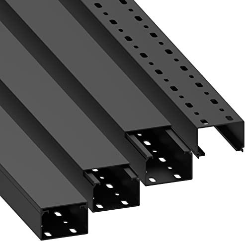 Canal para Cables Habengut (con Orificios de Montaje en el Suelo) 40x60 mm de PVC, Color: Negro, Longitud 4 m (4 x 1 m de Longitud)