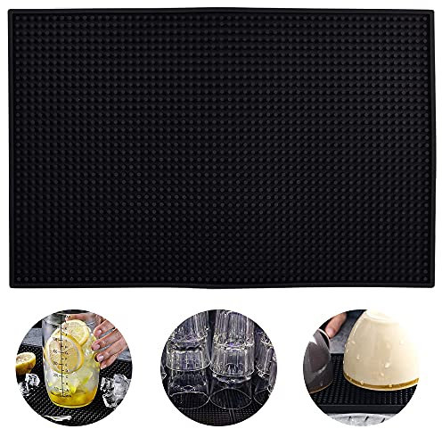 Tappetino da Bar，45 * 30 cm Tappetini da bar in gommain nera in PVC antiscivolo, resistente al calore, per bar, club, cucina, caffetteria