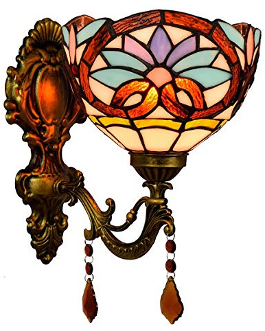 Lámpara de pared de dormitorio estilo tiffany 8 pulgadas de estilo barroco hasta británica lámpara de cristal de jardín clásico retro pared de la cabecera lámpara espejo delante