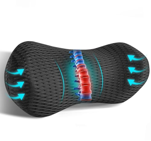 Lumbar Support Pillow for Office Chair Car Lumbar Pillow,Memory Foam Back Cushion with Breathable 3D Mesh Lumbar Support Orthopedic Backrest for Lower Back Pain Relief Ergonomic, LowerBackSupportBlack