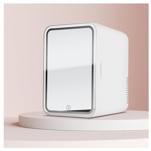 Mini Fridge For Car, With Led Mirror, 8L Capacity Vanity Fridge, Chill Or Heat, Ac 220v, Dc 12v Tiny Fridge, For Bedroom, Office And Car,White
