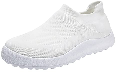 Calzado Verano Hombre Water Shoes Zapatillas Vestir Blancas Zapatos Deportivos Verano A La Hombre Fondo Ligeros sin Cordones Malla Tejida Voladora Transpirables Cómodos Color Sólido Estilo (White 43)