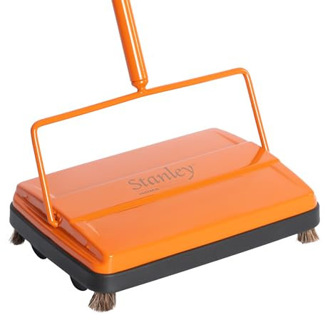STANLEY HOME PRODUCTS Electrostatic Carpet & Floor Sweeper - Heavy Duty Lightweight Floor Cleaner - Suitable for Smooth Floors and Low Pile Rugs & Carpeting No Electricity Needed (Deep Orange)