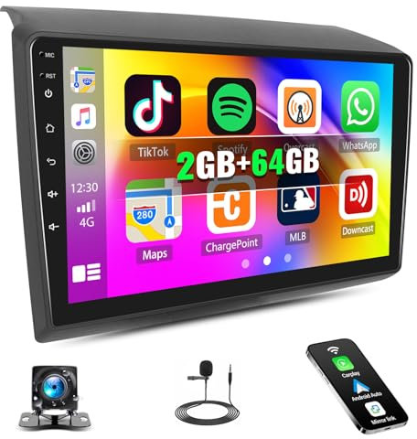 SIXTOP[2G+64G] Autoradio mit Bluetooth für FIAT Ducato/Citroën Jumper/Peugeot Boxer 2010 mit Carplay Android Auto,9“ Touchscreen-Radio mit GPS WiFi FM/RDS EQ Mirror Link+Rückfahrkamera&Mic