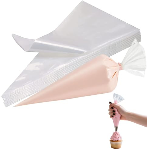 50pcs Extra Large Piping Bags, Piping Bags Disposable - 18inch Clear Disposable Icing Bags, PE Tear-Proof Strong Icing Bags Thick, Easy Piping Bag for DIY Cake & Cookies (45×24cm, Clear)