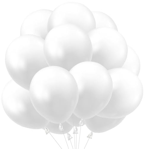 100 Stück Luftballons Weiß, 12 zoll Weiss Helium Luftballons für Hochzeit Geburtstag Babyparty Weihnachten Party Deko
