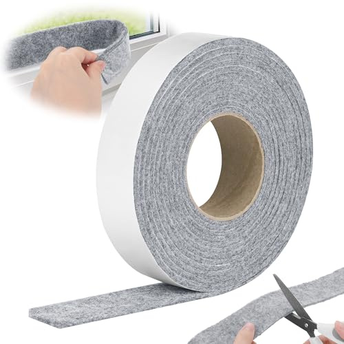 Hejo Filzstreifen Fenster Kondensationsabsorber, 5m x 4cm Filzband Selbstklebend Anti Kondenswasser Fenster, Anti Condensation Feuchtigkeitsabsorber für Glasfenster Oder Stühle Möbel(Grau)