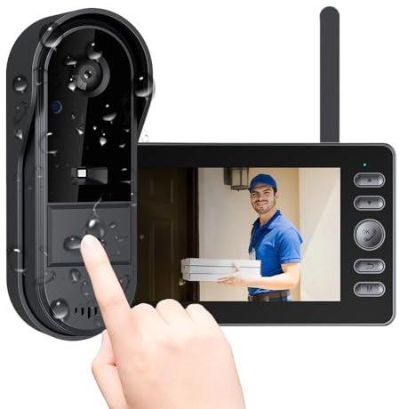 Doorbell Camera Wireless No Subscription with Monitor for Home/Apartment, Timbre con Camara 1080P No App/WiFi Needed, Video Intercom 2-Way Talk,Waterproof Door Bell with Recording & Night Vision