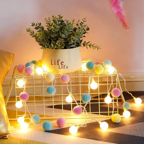 SPERMUOY Lichterkette kinderzimmer,lichterkette kinderzimmer mädchen 20 LED Kugel Lichterketten für Schlafzimmer, Valentinstag, Hochzeit, Party, Weihnachten, Wohnkultur