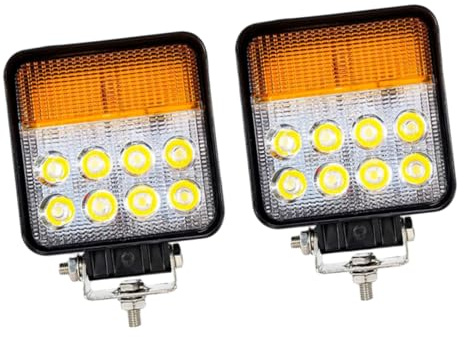 Riloer Feu de travail carré à LED 12V-80V CC 30W, clignotant avant, compatible avec les chariots élévateurs et les excavatrices de chantier.