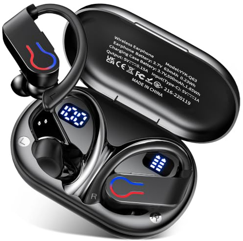 Écouteurs sans fil Bluetooth 6.1 120 heures - Écouteurs Bluetooth 2026 avec étui de charge rapide - Double écran LED - Microphone à suppression du bruit ENC avec boutons de contrôle faciles