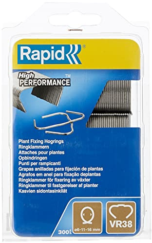 Rapid Garten-Ringklammern VR38 – 300 Stück | 11-16 mm Durchmesser; für Pflanzenbefestigung; für die Rapid Bindezange GP238; langlebig; korrosionsbeständig; 300 Stück