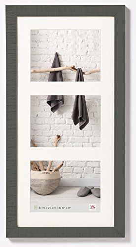 walther design Grigio 3X 15x20 cm Galleria con passe-partout, Home Cornice in Legno HO352D