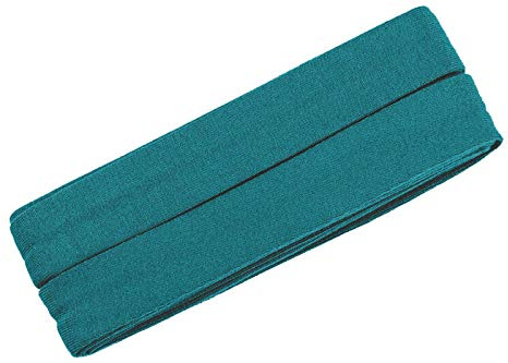 Unifarbenes Schrägband, Jersey, vorgefalzt, 20 mm breit - 2 Packungen á 3 Meter, Petrol