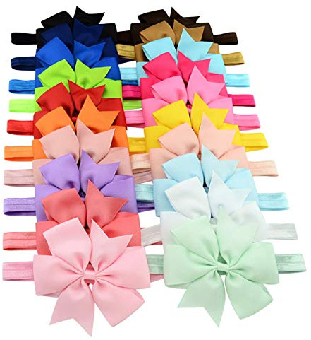 Lot de 20 pièces Bébé Fille Accessoires de Arc Elasticité Bandeau Cheveux 4.3 Arc de Cheveux Barrettes à Cheveux pour Enfant Bébé Fille Naissance Cadeau (4.3” Bow)