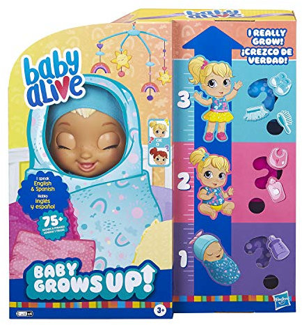 Baby Alive Baby Grows Up (Happy) - Happy Hope or Merry Meadow, Growing and Talking Baby Doll, Toy with 1 Surprise Doll and 8 Accessories