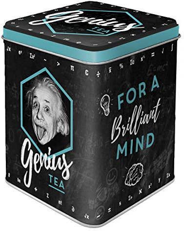 Nostalgic-Art Retro Teedose, 100 g, Einstein – Genius Tea – Geschenk-Idee für Studenten, Aufbewahrung für losen Tee und Teebeutel, Vintage Design