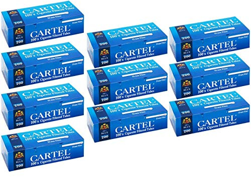 CARTEL Lot de 200 tubes blancs vides bleus avec pointes longues, papier de qualité supérieure, double anneau argenté, 200/boîte