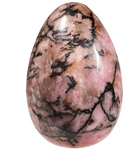 Nupuyai 3CM Pierre Rhodonite Naturelle Décoration d'oeufs en cristal de pierre d'inquiétude, pierre de guérison de paume de poche polie pour la méditation Chakra Reiki de soulagement du stress