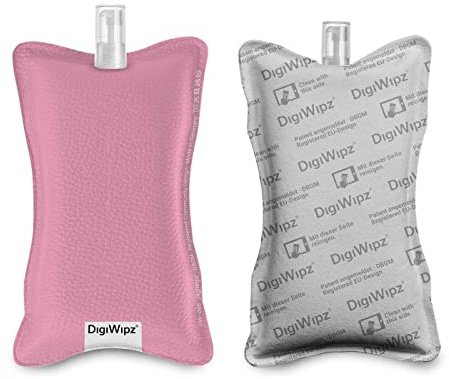DigiWipz® – L'ingénieux nettoyant d'écran 2 en 1 (Piggy Pink) – Nettoyant d'écran pour écrans et écrans tactiles – Éponge en microfibre avec pulvérisateur intégré