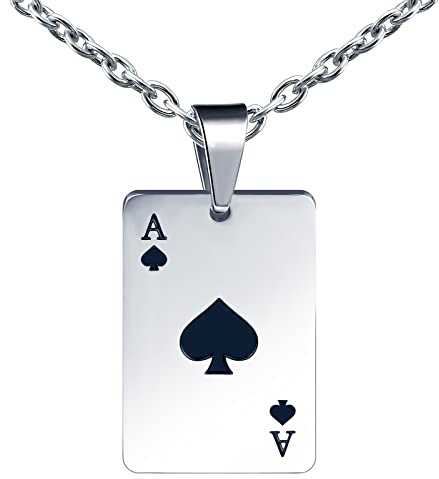 Feilok Collana da Uomo Catena per Gli Uomini Hip Hop Poker in Acciaio Inossidabile