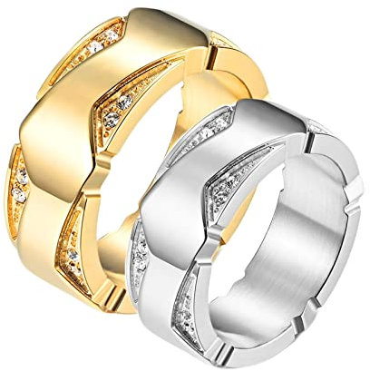BCughia Freundschaftsringe Beste Freundinnen, Ring Edelstahl Ausgefallen Silberner Goldring mit Zirkonia Damengröße 54(17.2), Herrengröße 62(19.7)