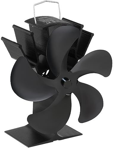 NETTA 5 Blade Woodburner Stove Fan - Silent Operation - Eco Friendly Circulation - Efficient Heat Distribution - Ideal Log Burner Fireplace Fan - Black
