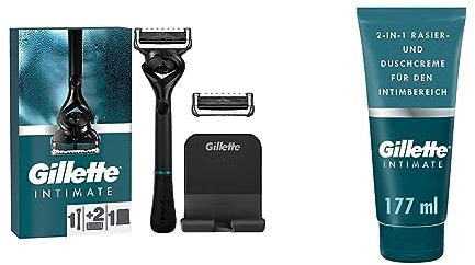 Gillette Intimate Rasierapparat mit 2 Klingen & Intimate Intimpflege Rasierset für Männer (177 ml)