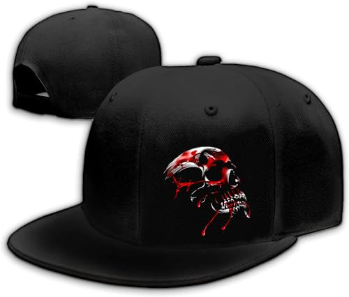 Tijeyi Horror Skull Hat Reaper Grim Snapback Hat for Men Boy Adjustable Adult Baseball Cap Trucker Dad Hat Flat Bill Hip Hop Cap for Men Flat Brim Skeleton Hat