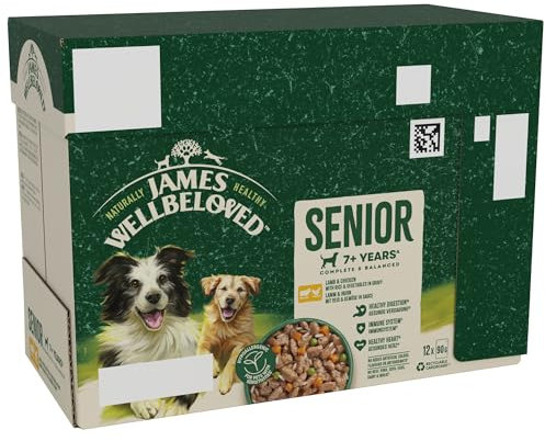 James Wellbeloved Senior Dog Food with Lamb and Chicken in Gravy Pouch 12 x 90 g