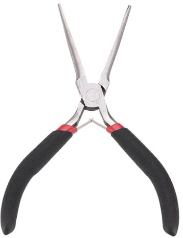 sourcing map Needle Nose Pliers 5.5 Mini Jewelry Pliers with Non-Slip PVC Handle Thin Precision Jewelry Flat Jaws for Beading Tool Hobby Craft