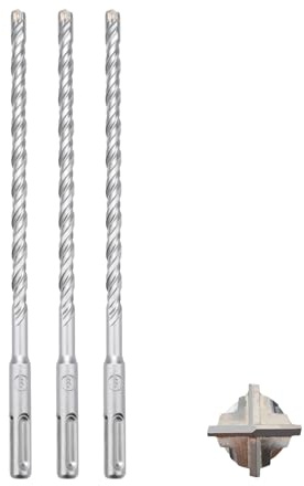 MOXPIFY Lot de 3 forets SDS Plus 8 x 210 mm, foret à béton avec 4 tranchants en carbure et double hélice pour béton et maçonnerie