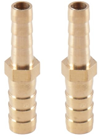 Orivin 2 Pezzi Di Raccordo Per Tubo Flessibile in Ottone Per Adattatore Per Tubo Flessibile Aria Acqua Carburante, Connettore Riduttore 8-6 Mm