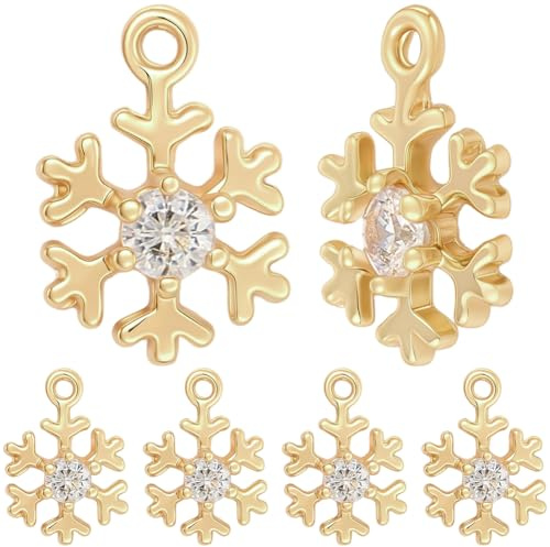 Beebeecraft 1 Box 18 Karat Vergoldete Schneeflocken Charms Winter Weihnachtsschmuck Für Schmuck Herstellung DIY Ohrringe Armbänder